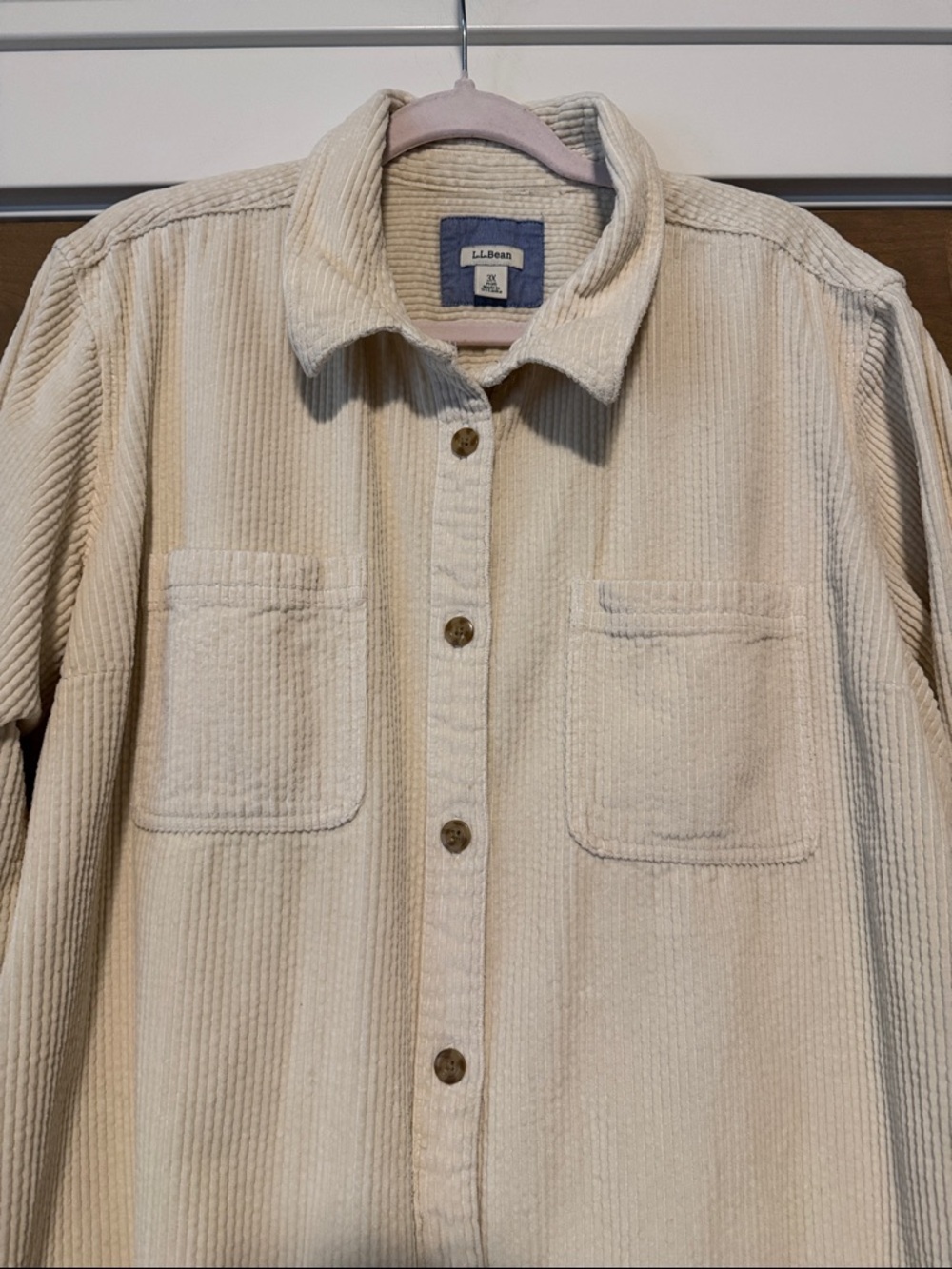 L.L.Bean VTG wide whale Corduroy cream Shirt Jacket Shacket Womens plus Sz 3X - Picture 3 of 12
